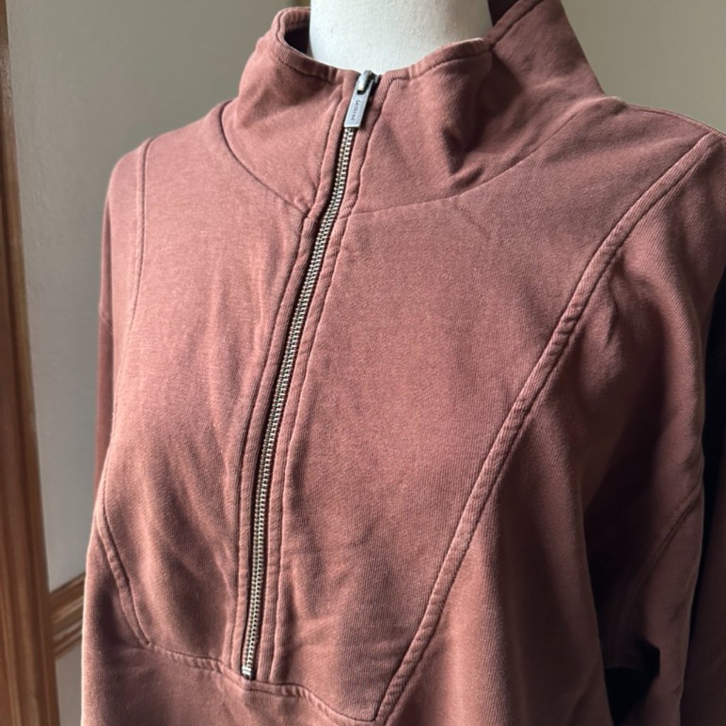 Tentree Organic Cotton Half Zip, Brown, Xl, Euc